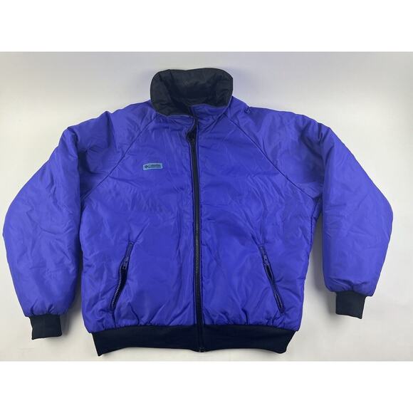 Vtg Columbia Womens Reversible Jacket Coat Purple Black Radial Sleeve 2XL Nylon - Picture 1 of 16